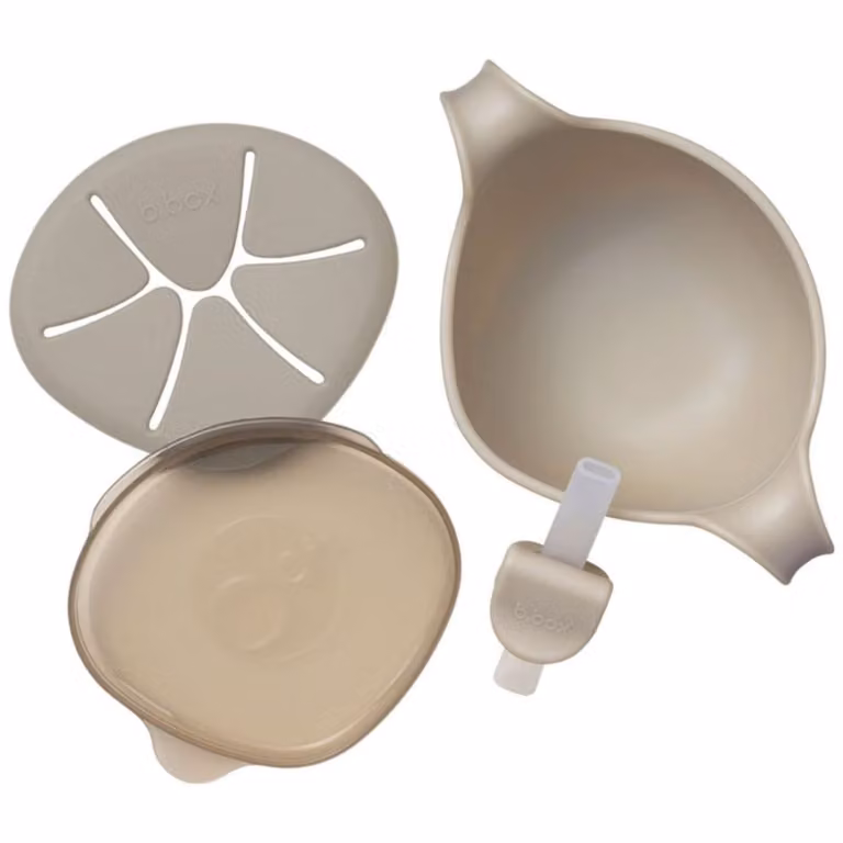 Bol con ventosa B.BOX para bebé en color beige, fabricado en silicona y polipropileno libre de BPA y apto para lavavajillas