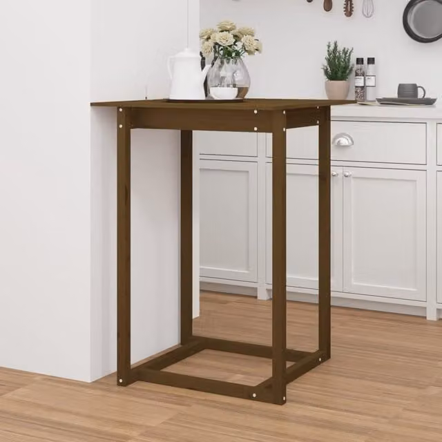 Mesa alta de bar Maison Exclusive de madera maciza de pino en color marrón miel, An/P/Al: 80 x 80 x 110 cm