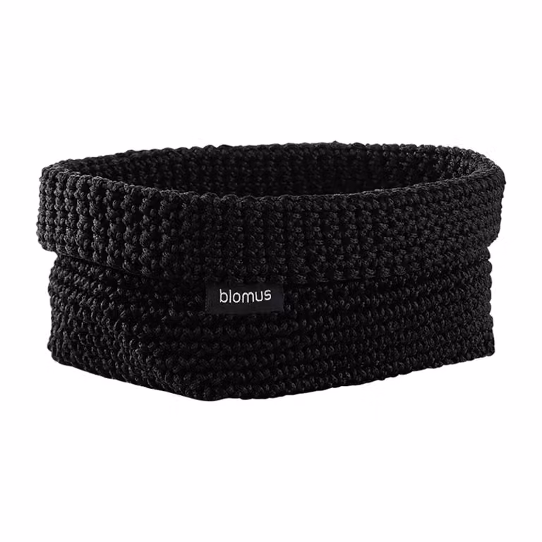 Cesta de almacenamiento textil Crochet Tela L Blomus en color negro