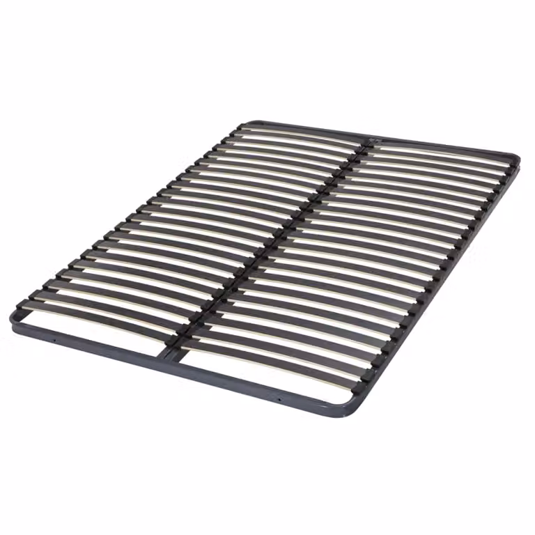 Somier doble de lamas anchas ID Kids con estructura de metal y madera en color negro mate, An: 70 cm, Al: 190 cm