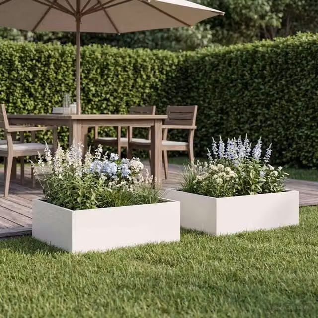 Set de 2 maceteros de jardín Maison Exclusive en color blanco, An/P/Al: 40 x 40 x 20 cm