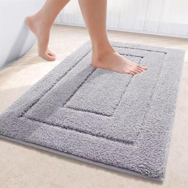 Alfombrilla de baño antideslizante Homaxy de microfibra, lavable y suave, color gris, An/P: 40 x 60 cm