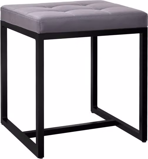 Taburete de bar moderno Barci con marco de metal negro y acabado de simil cuero gris An/P/Al: 40 x 40 x 48 cm