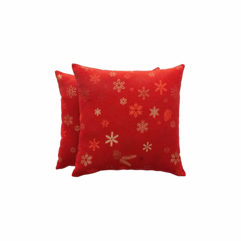 Lote de 2 fundas de cojín navideñas Gamusi de jacquard en algodón y poliéster, color rojo, 45 x 45 cm