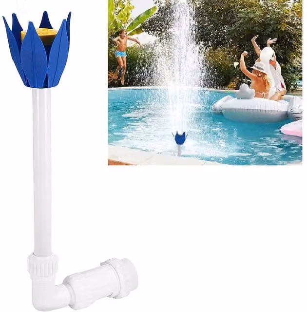 Fuente de cascada para piscina elevada y estanque ornamental XISRENS en plástico azul y negro
