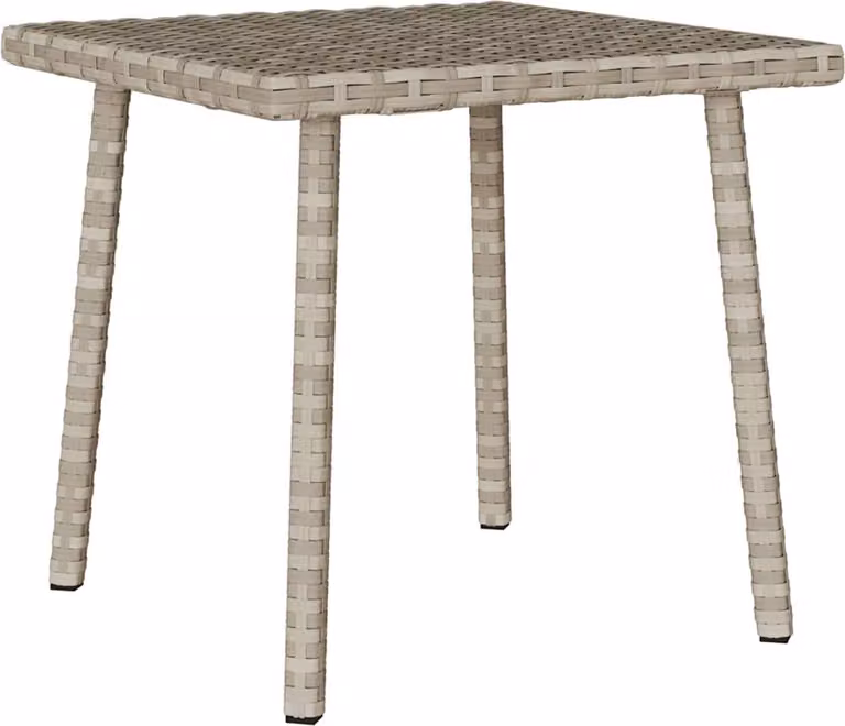 Mesa de centro Syfax para jardín y salón, diseño cuadrado de ratán en color gris y beige, An/An/Al: 40 x 40 x 37 cm