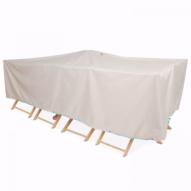 Funda impermeable para muebles de jardín Oviala en poliéster color beige y marrón, An/P/Al: 310 x 130 x 60 cm