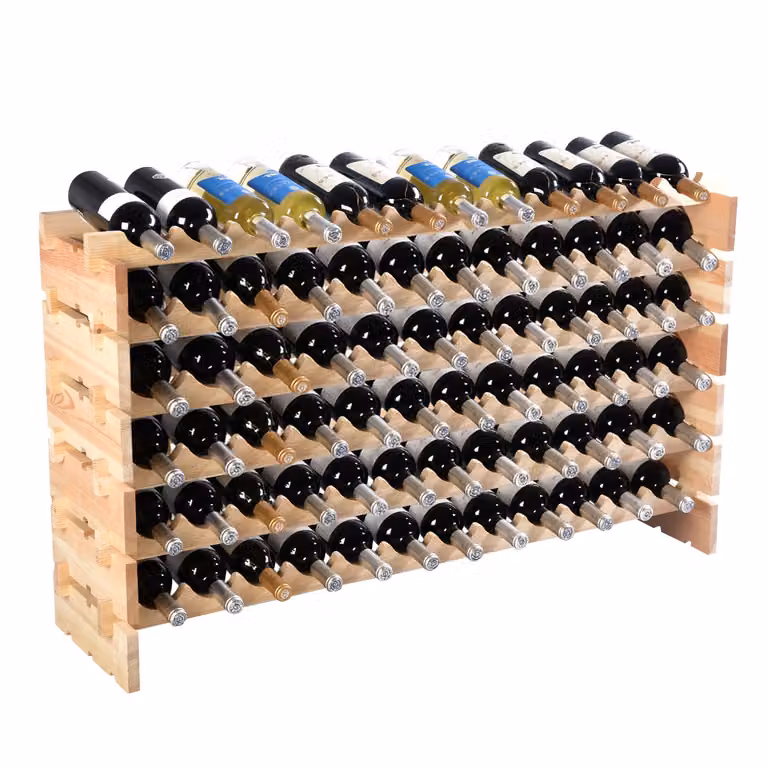 Estante de vino Costway de madera de pino color marrón para 72 botellas con diseño moderno para bodega o bar en casa