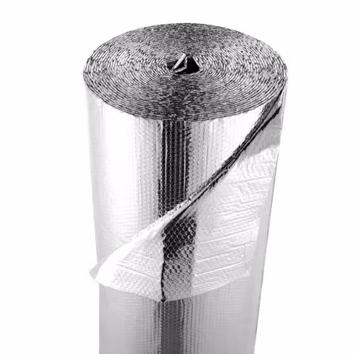 Rollo de aislamiento térmico reflectante VEVOR de aluminio plateado con doble capa de burbujas de aire, An/P: 122 x 3048 cm, Espesor: 6 mm