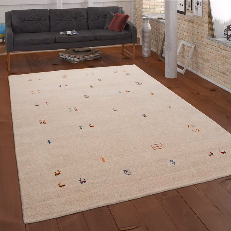 Alfombra Paco Home de estilo étnico y diseño geométrico hecha a mano en color beige, An/P: 240 x 340 cm