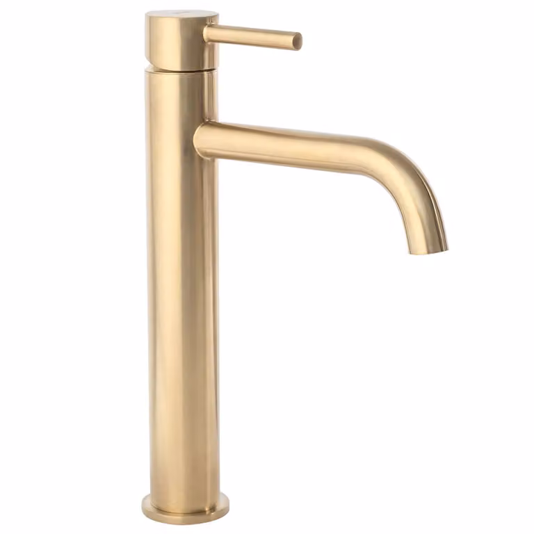 Grifo para lavabo Rea LUNGO Brush de altura elevada en color dorado
