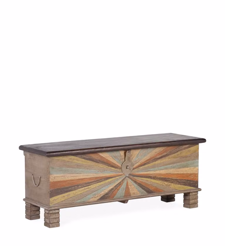 Baúl arcón de madera de mango multicolor Moycor An/P/Al: 117 x 40 x 45 cm