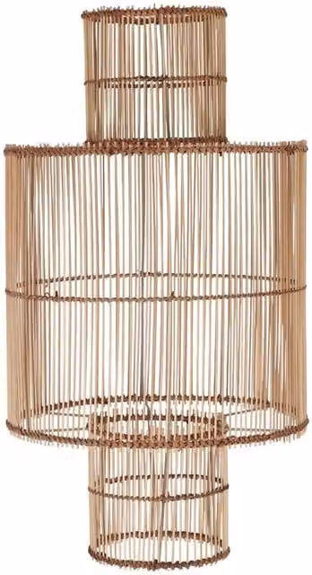 Pantalla de lámpara Porto de MISTERWILS en ratán de estilo escandinavo, color marrón y rosa, forma cilíndrica