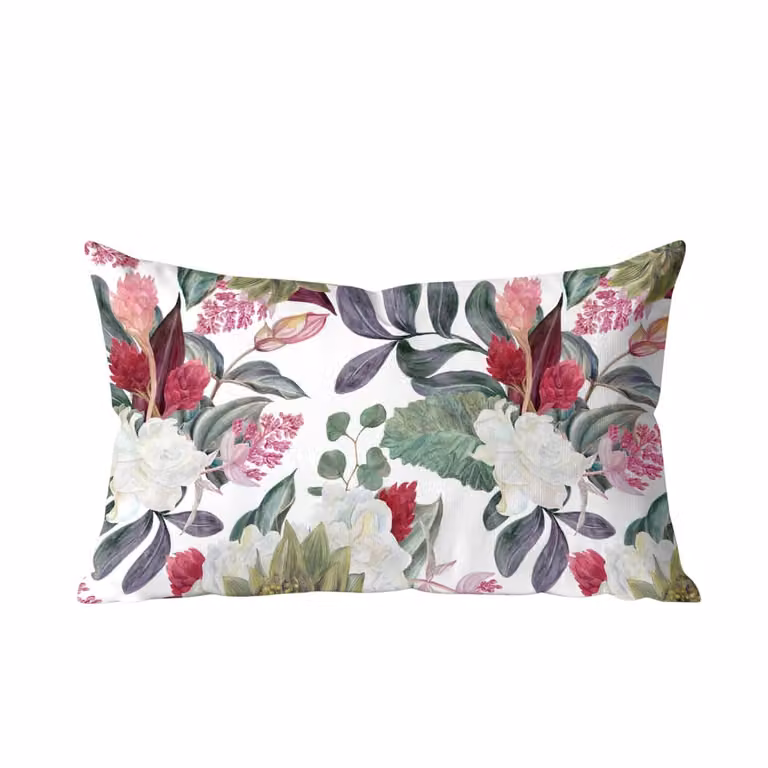 Funda de cojín rectangular Muare Home de algodón con diseño floral multicolor An/P/Al: 50 x 30 x 0 cm