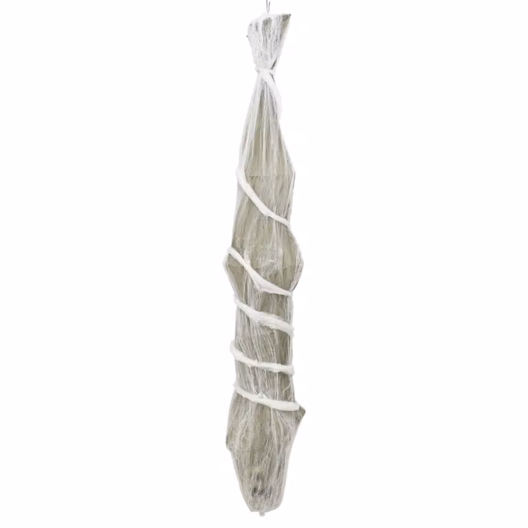 Cadáver colgante en capullo SPOOKA de vidaXL para Halloween en color verde y blanco, Altura: 180 cm, de espuma y tela