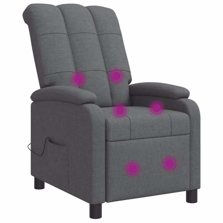 Silla de masajes reclinable vidaXL en gris oscuro con tela y reposabrazos