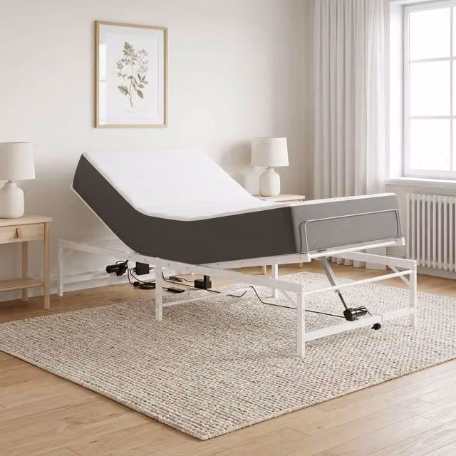 Estructura de cama ajustable eléctrica vidaXL en metal blanco An/P/Al: 80 x 200 x 140 cm