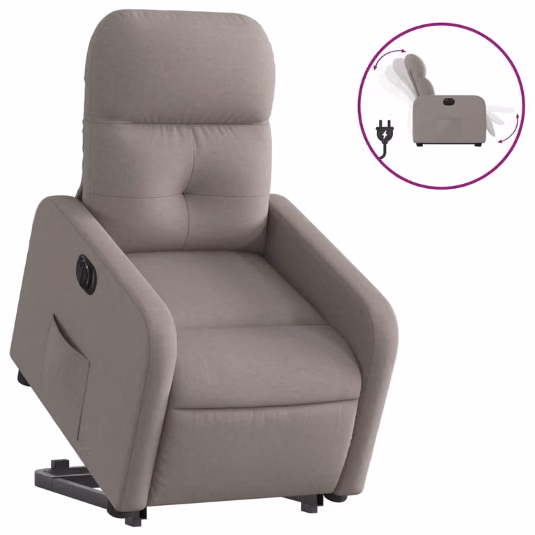 Sillón eléctrico reclinable y elevable vidaXL en tela gris taupe con reposabrazos para mayores