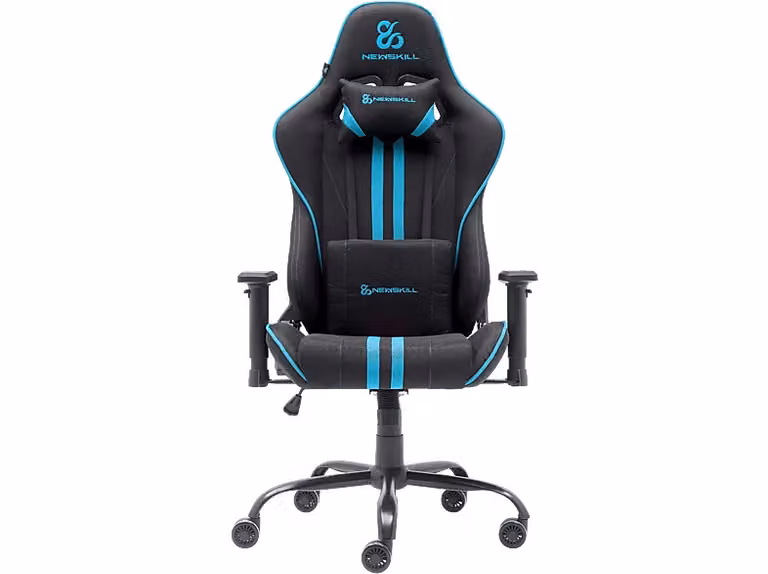 Silla gaming Newskill Kitsune V2 en azul y negro con cojines cervical y lumbar, reclinable 180º y capacidad hasta 136 kg