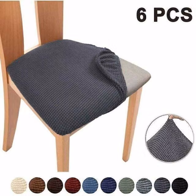 Juego de 6 fundas elásticas para sillas de comedor Gabrielle en color gris, resistentes a las manchas y lavables