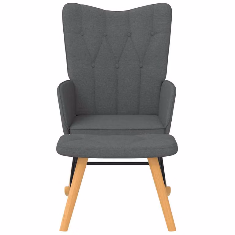 Silla mecedora con reposapiés vidaXL en tela gris oscuro y estructura de madera y metal