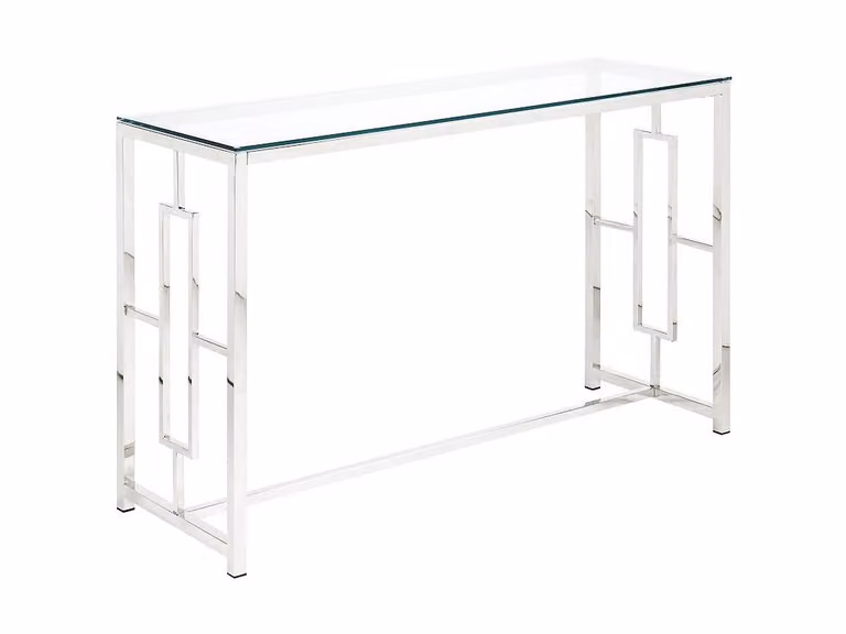 Consola Clotilde de Vente-Unique en cristal templado y acero color plata An/P/Al: 120 x 40 x 78 cm