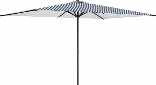 Sombrilla de jardín rectangular SYFAX en poliéster azul y blanco con estructura de acero An/P/Al: 300 x 200 x 223 cm
