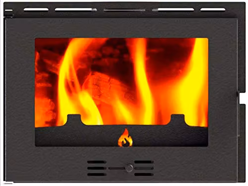 Inserto para chimenea de leña F.lli Lerda L-70 Fire de 14 kW en color negro o beige con forma rectangular