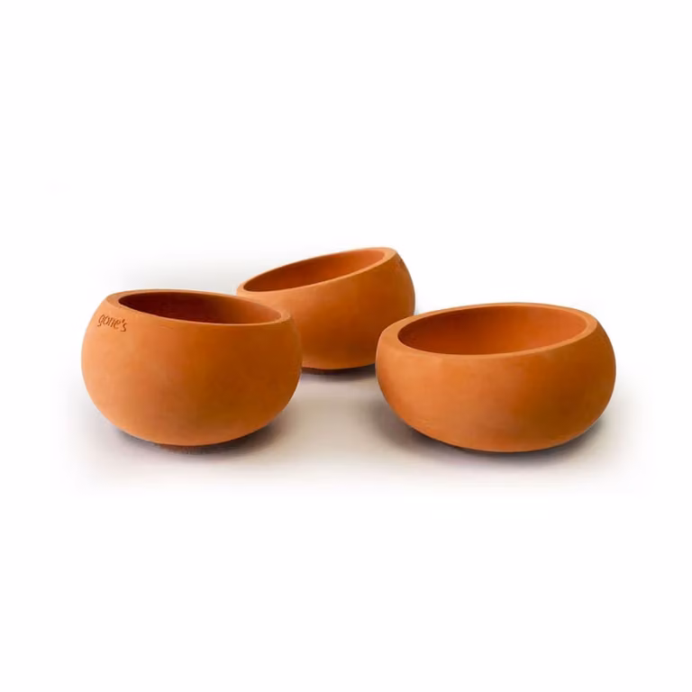 Juego de 3 portavelas de hormigón y cerámica Gone's color naranja para mesa de estilo minimalista