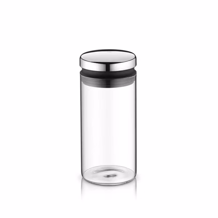 Tarro de almacenamiento hermético WMF Depot de vidrio transparente con tapa de silicona de 1 l, An: 9,7 cm, Al: 21,5 cm