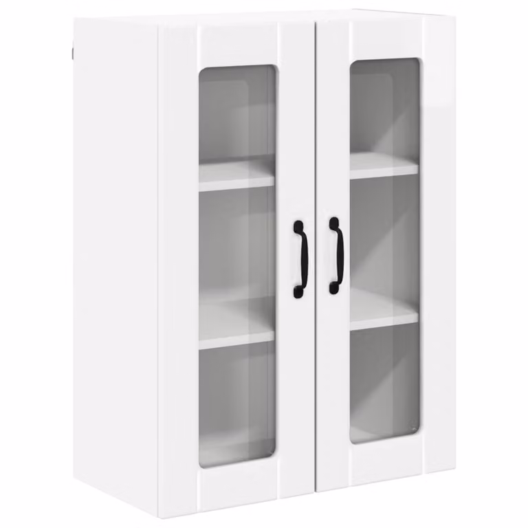 Armario de pared para cocina vidaXL LUCCA blanco con puertas de vidrio y acabado brillante An/P/Al: 60 x 31 x 80 cm