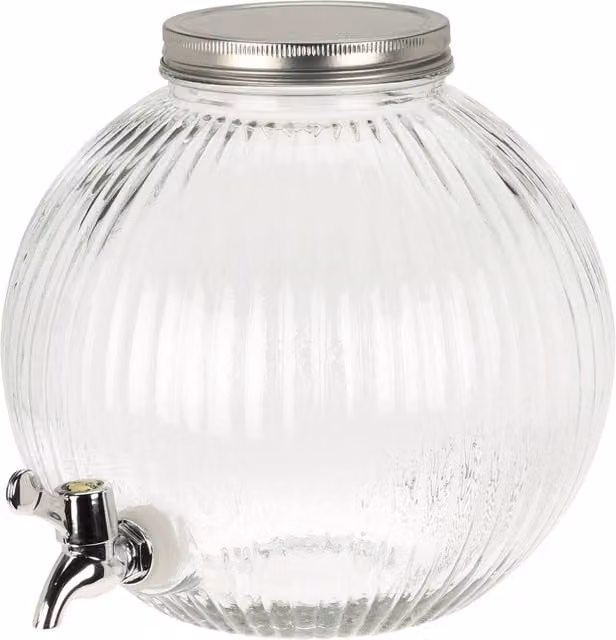 Jarra de vidrio transparente WELLHOME con tapa de 5,5 l