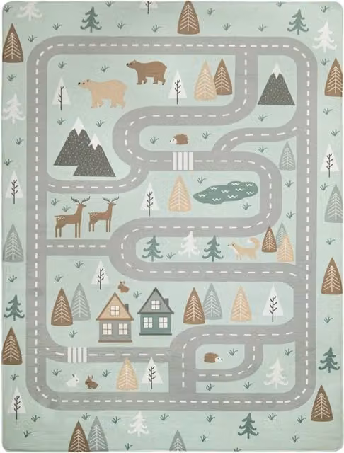 Alfombra infantil lavable Chiko color turquesa An/P: 80 x 150 cm