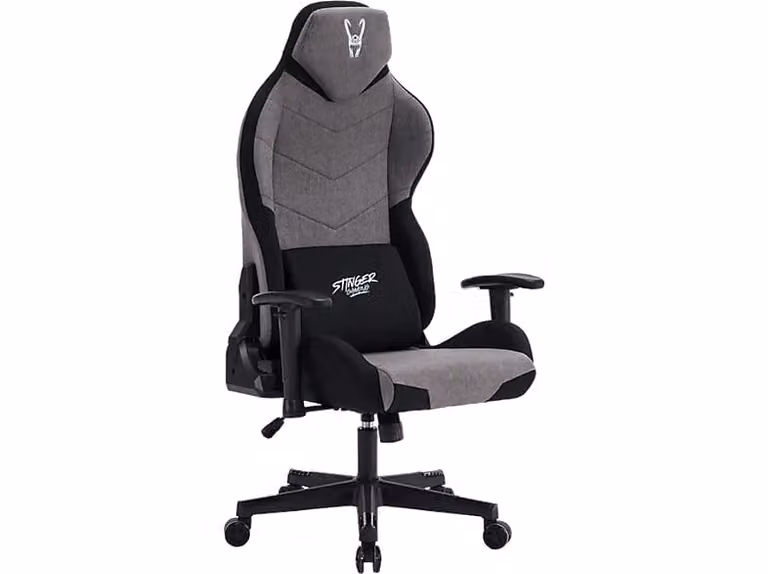 Silla gaming Woxter Stinger Station Titan en color negro y gris con tejido y reposacabezas