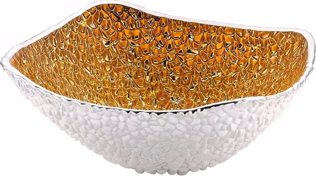 Centro de mesa Pedro Durán Colección Mediterráneo en color oro con detalles de vidrio y metal