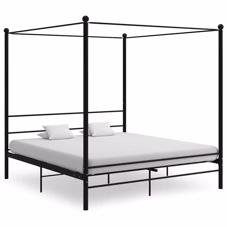 Estructura de cama con dosel vidaXL de metal en color negro de 200 x 200 cm