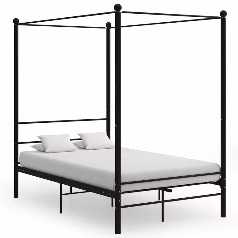 Estructura de cama con dosel vidaXL de metal negro An/P/Al: 140 x 200 x 201 cm