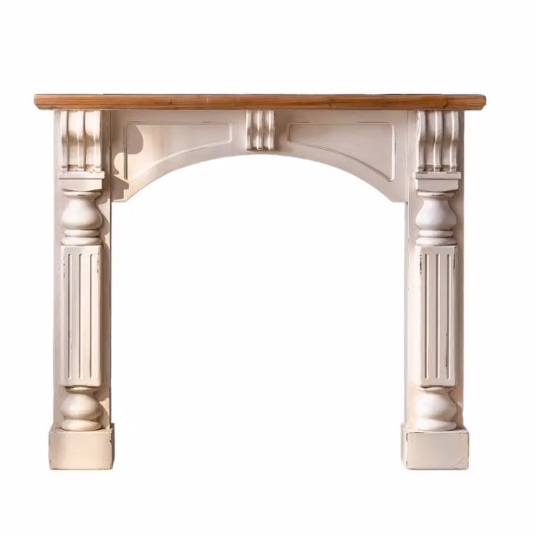Repisa de chimenea Mathi Design de madera blanca para montaje en pared, An/P/Al: 120 x 25 x 1 cm
