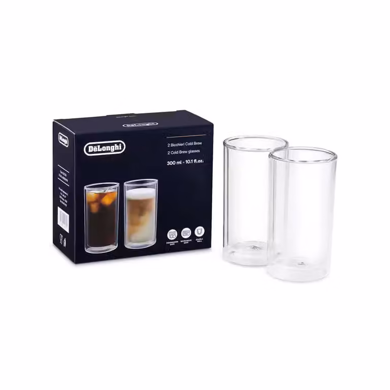 Pack de 2 vasos de doble pared De'Longhi para infusión en frío, transparentes, 300 ml