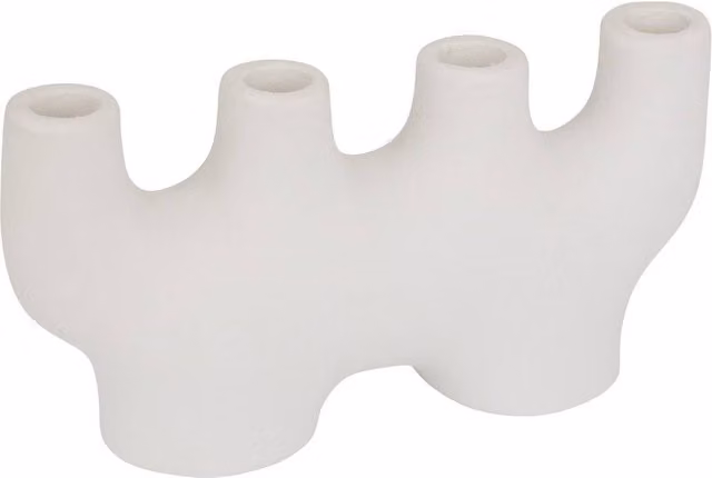 Candelabro para 4 velas Sien de Atmosphera en cerámica de color blanco con acabado de piedra orgánica