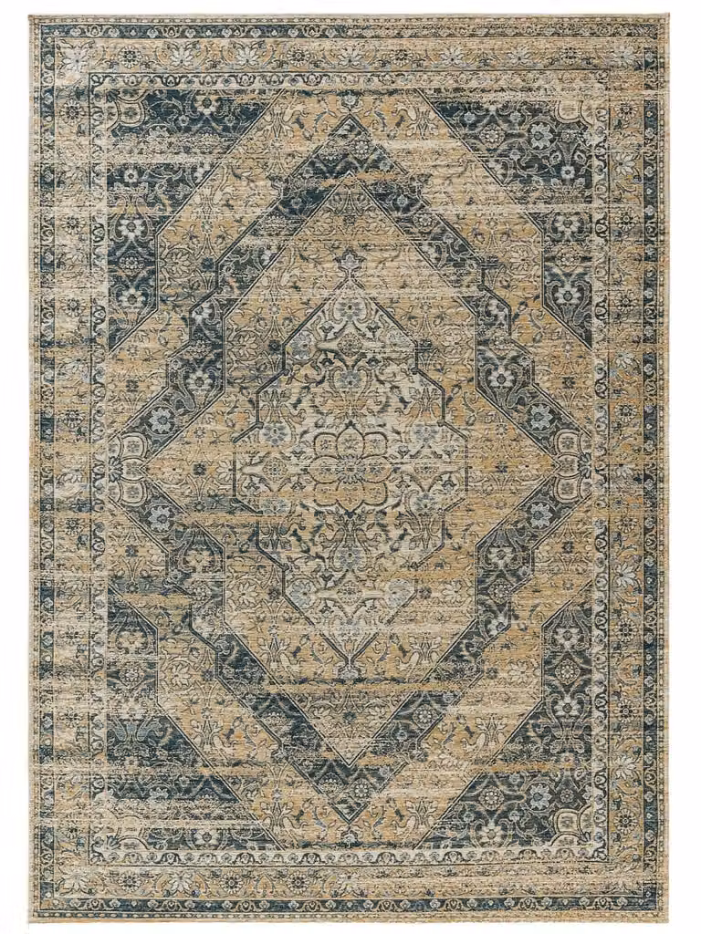 Alfombra de tejido plano Benuta en azul con diseño patchwork, An/P: 200 x 285 cm