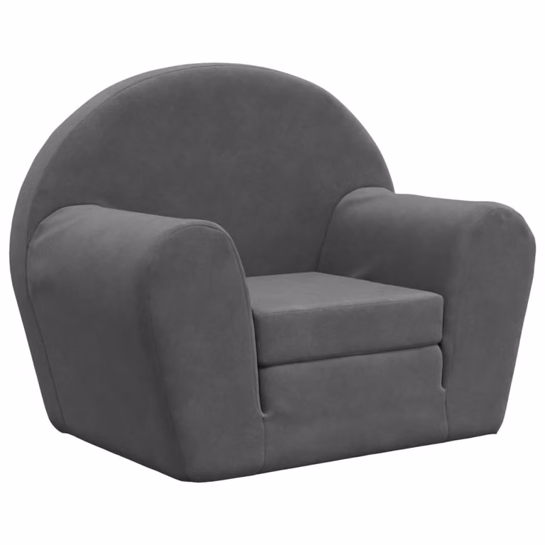 Sofá cama infantil vidaXL de felpa suave en gris antracita con estructura tapizada y reposabrazos
