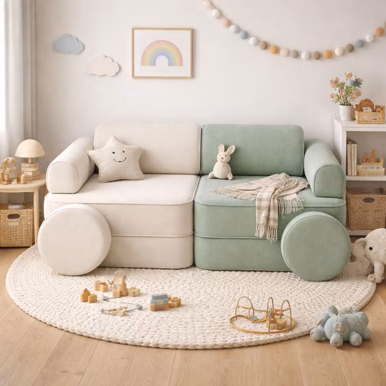 Sofá modular infantil de espuma multicolor de Bees & Blooms con fundas extraíbles