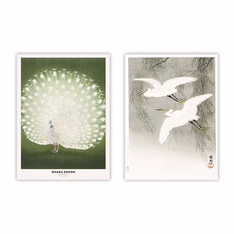 Set de 2 posters de ilustración animal print oriental multicolor de Poster Lab, An/P: 50 x 70 cm