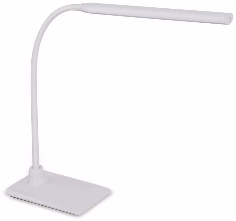 Lámpara de sobremesa Eglo Laroa en color blanco, ajustable y con luz blanca neutra de 4000 K para oficina o despacho