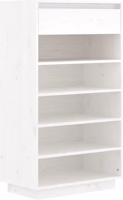Zapatero moderno de madera de pino blanca con cajones y puertas de HELLOSHOP26 An/P/Al: 60 x 34 x 105 cm