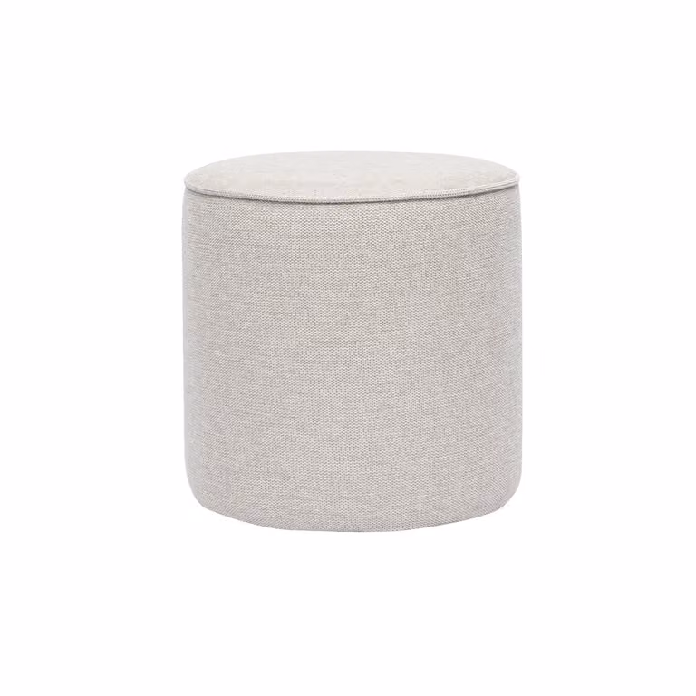 Puf redondo cilíndrico Miliboo en tela efecto terciopelo beige Diámetro: 40 cm