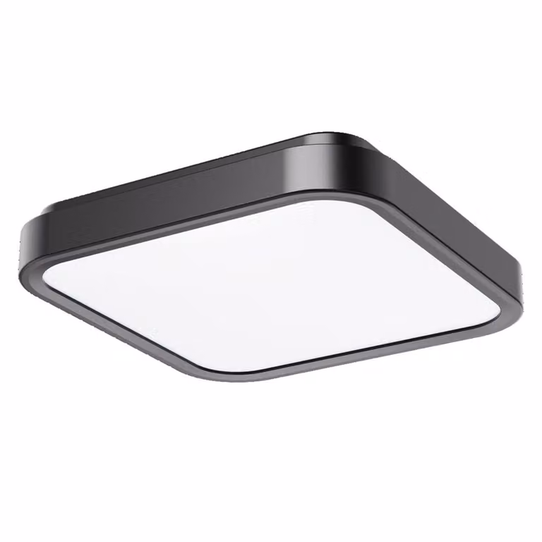 Lámpara de techo LED Samira de Rabalux, diseño cuadrado moderno en color negro, 48W, IP44, An/An/Al: 42 x 42 x 4,2 cm