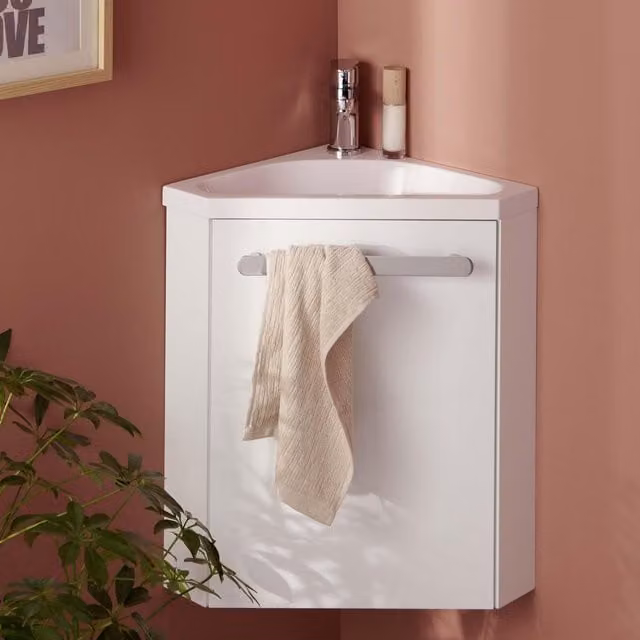 Mueble de lavabo de esquina Skino de Mob-In en color blanco para baño
