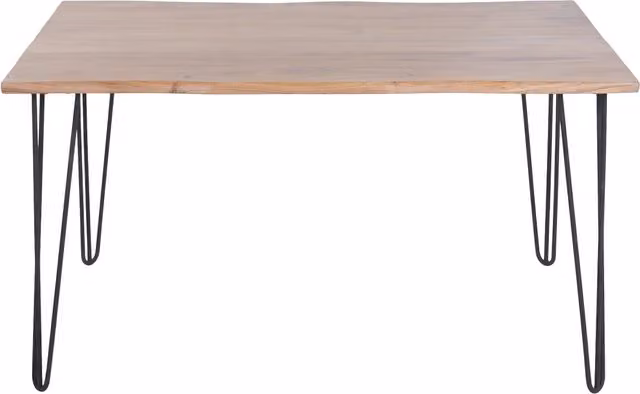 Mesa de comedor industrial FIJALO de madera de acacia y metal en color marrón con acabado live edge, An/P/Al: 140 x 90 x 76 cm
